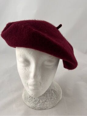 Women's Burgundy Wool Beret - Elegant Classic Style